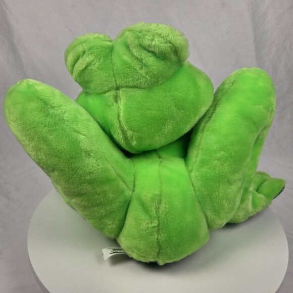 Spotted Frog Big Green Smiling Red Pink Mouth Plush 18" Wide - Picture 3 of 6